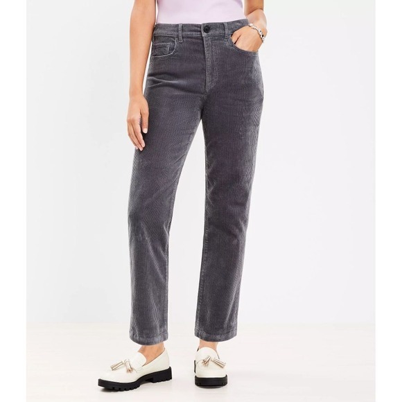 LOFT Corduroy Pants Straight Leg‎ Casual Everyday Comfort Gray Womens Size 28/6 - Picture 6 of 6